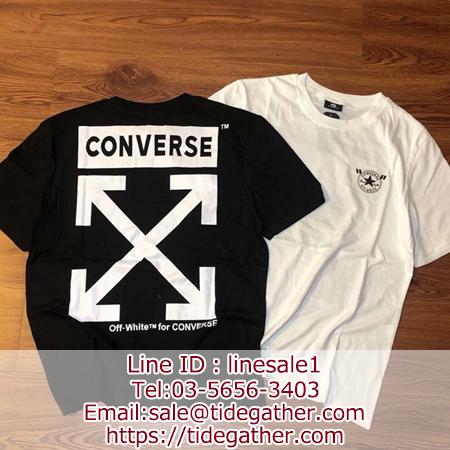CONVERSExOFF−WHITE コラボ ストリート系 Tシャツ