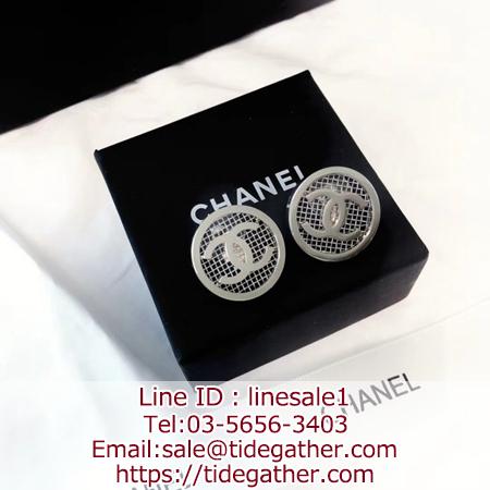 Chanel 丸形網デザインCCマークピアス