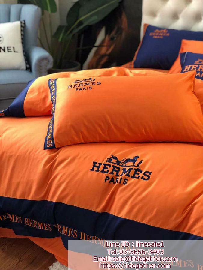 hermes 高級品 ベッドシーツ 枕カバー 洒落橙色